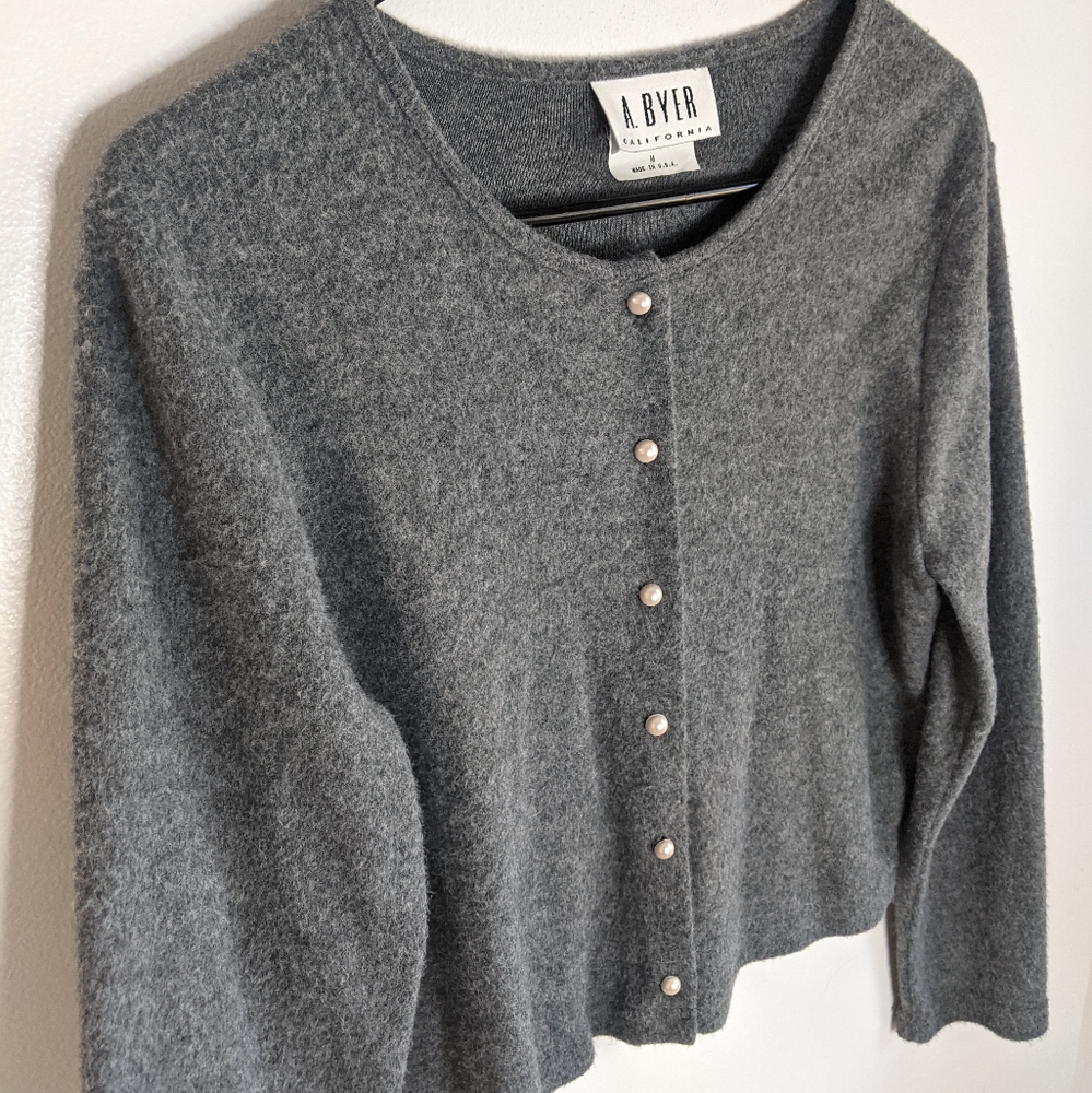 Vintage 90s Cropped Button Down Fuzzy Cardigan - Picture 6 of 9